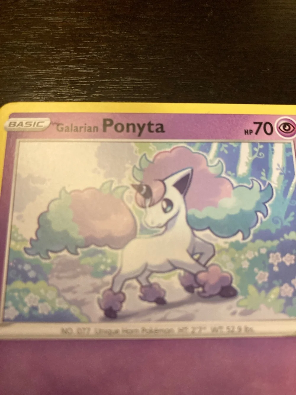 Pokemon Galarian Ponyta Card - Purple & Yellow Border